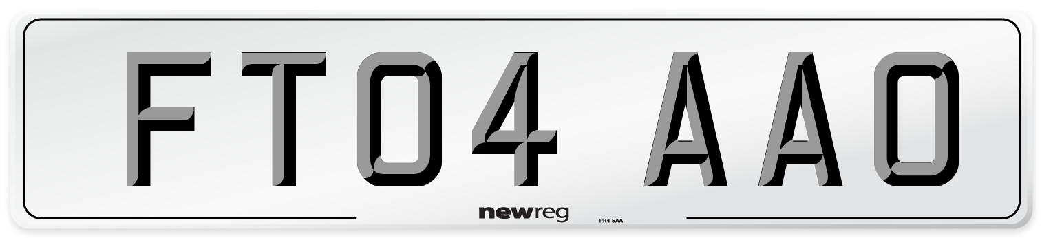 FT04 AAO Number Plate from New Reg